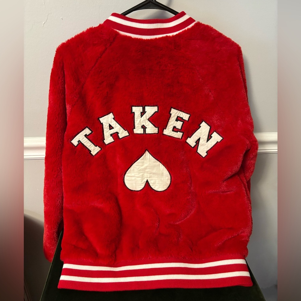 Forever 21 Varsity Red super soft Faux fur Teddy Coat Like New !!